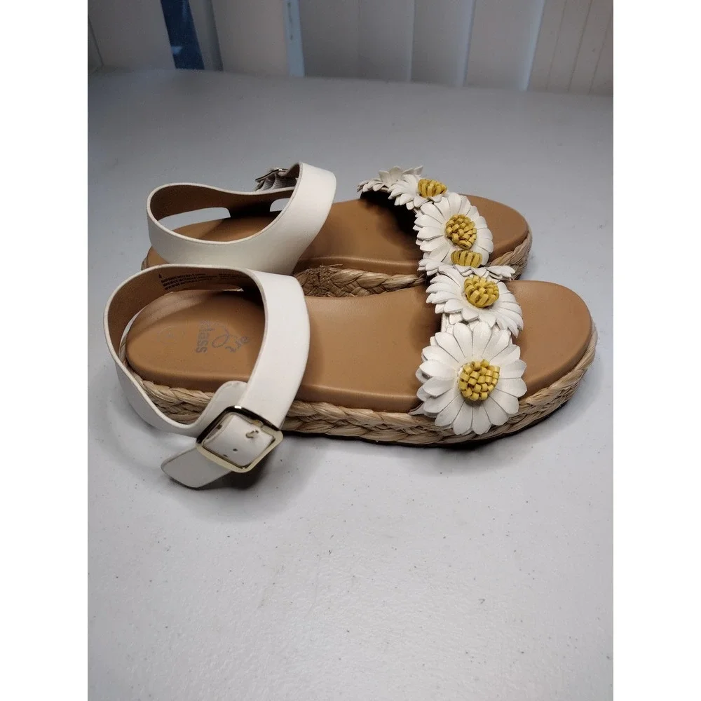 Art Class Kids White Daisy Strap Espadrille Platform Sandals‎ Size 4